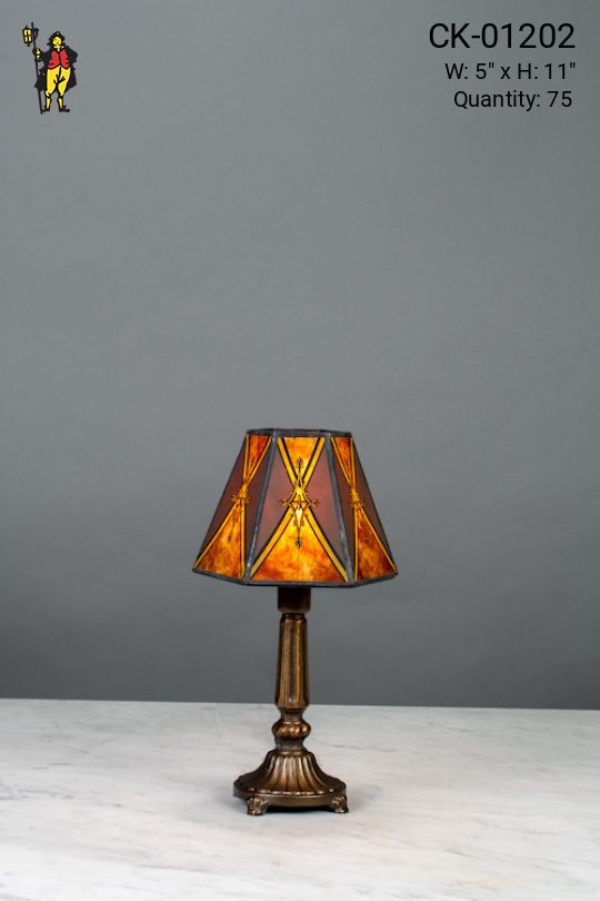 Footed Bronze Column Plug In Cafe Table Lamp - Candelabra