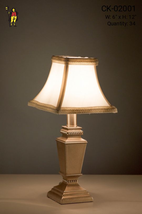 Brushed Nickel Plug In Cafe Table Lamp w/Off White Shades - Candelabra
