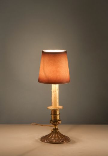 Candle Based Plug In Cafe Table Lamp w/Parchment Shade - Candelabra