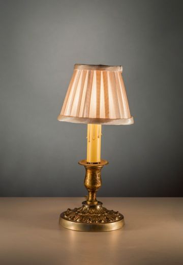 Antique Brass Candle Based Plug In Cafe Table Lamp - Candelabra