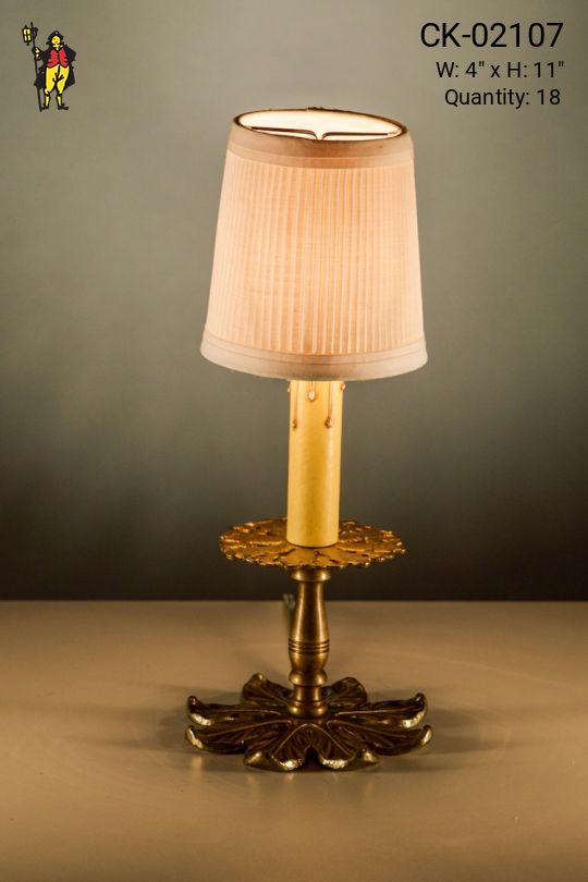 Antique Brass Floral Plug In Cafe Table Lamp - Candelabra