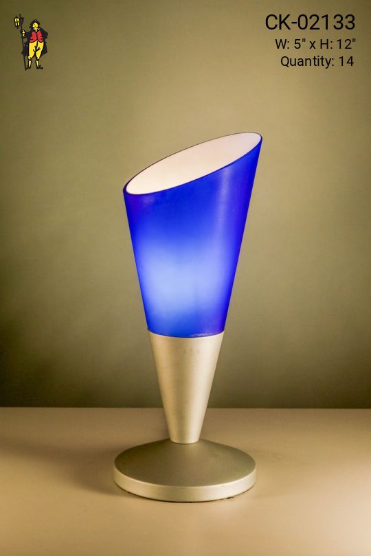 Abstract Plug In Cafe Table Lamp w/Blue or White Shade