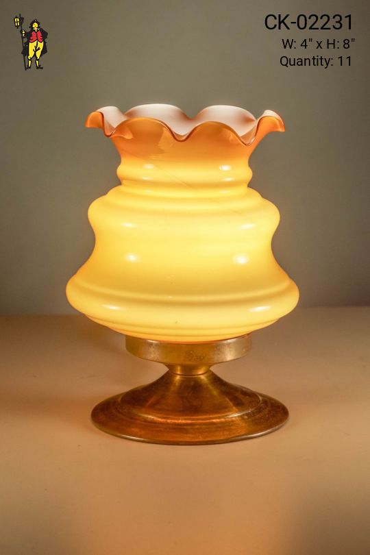 Amber Glass Shaded Plug In Cafe Table Lamp - Candelabra