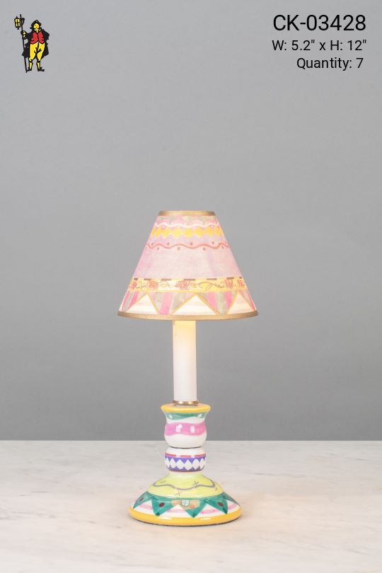 Small Hand Painted Ceramic Table Lamp - Candelabra