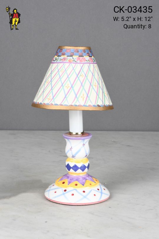 Small Ceramic Hand Painted Table Lamp - Candelabra