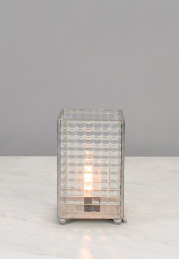 Glass Box Plug In Cafe Table Lamp - Candelabra