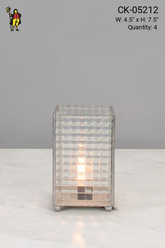 Glass Box Plug In Cafe Table Lamp - Candelabra