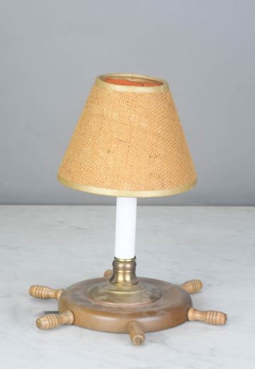 Ship Wheel Plug In Cafe Table Lamp