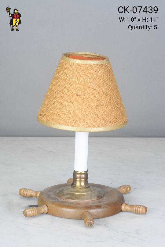 Ship Wheel Plug In Cafe Table Lamp