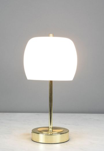 Dimmable Polished Brass LED Plug In Contemporary Cafe Table Lamp