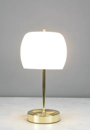 Dimmable Polished Brass LED Plug In Contemporary Cafe Table Lamp