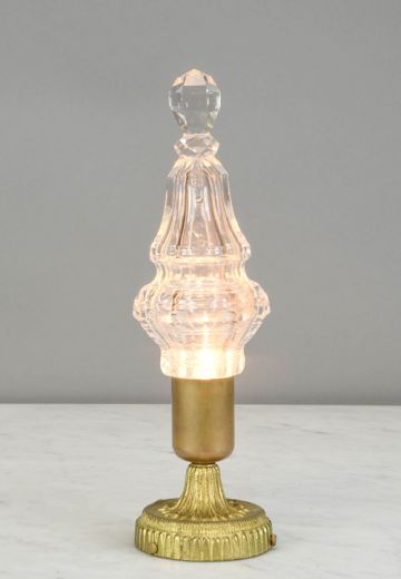 Brass & Glass Plug In Cafe Table Lamp