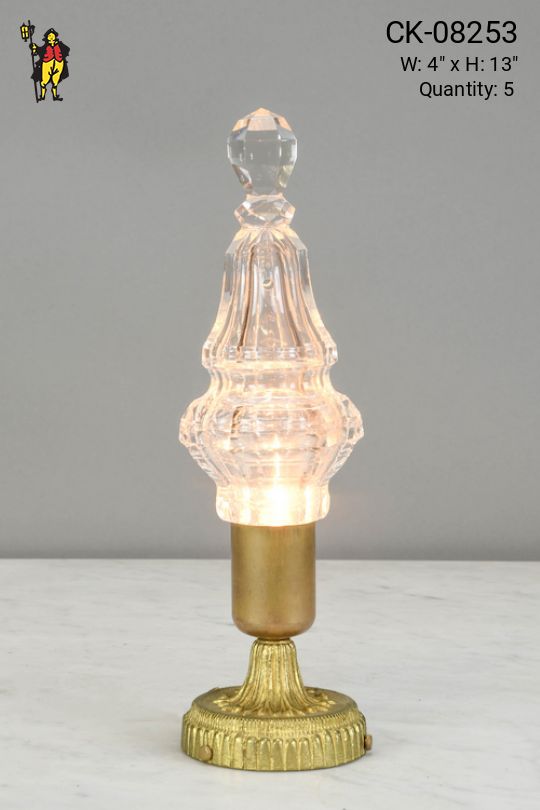 Brass & Glass Plug In Cafe Table Lamp - Candelabra