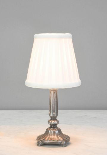Footed Silver Column Plug In Cafe Table Lamp