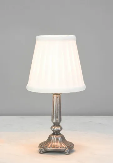 Footed Silver Column Plug In Cafe Table Lamp - Candelabra