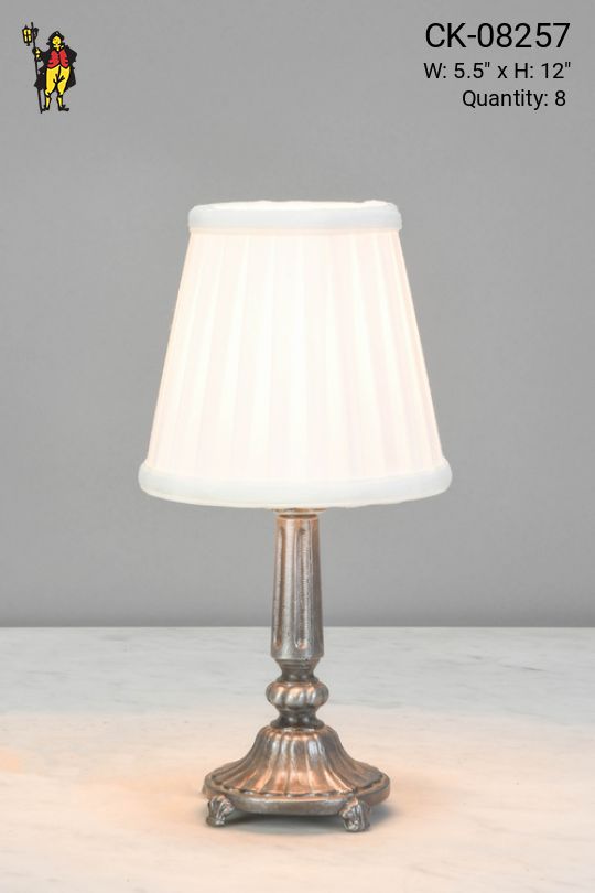 Footed Silver Column Plug In Cafe Table Lamp