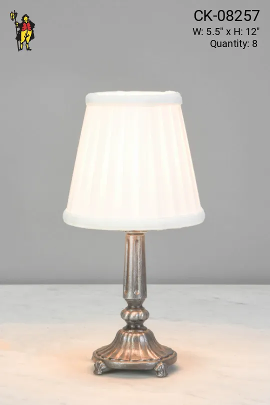 Footed Silver Column Plug In Cafe Table Lamp - Candelabra