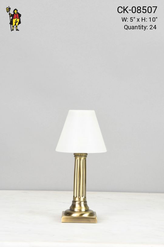 Brass Column Cafe Table Lamp (Wireless/Rechargeable)