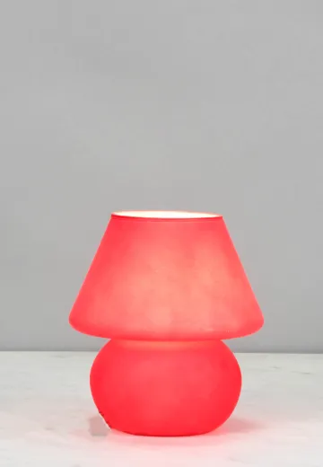 Red Glass Plug In Cafe Table Lamp - Edison
