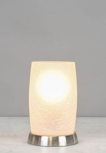 Glass & Nickel Base Plug In Cafe Table Lamp