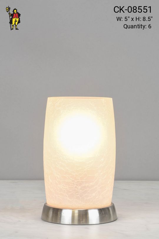 Glass & Nickel Base Plug In Cafe Table Lamp