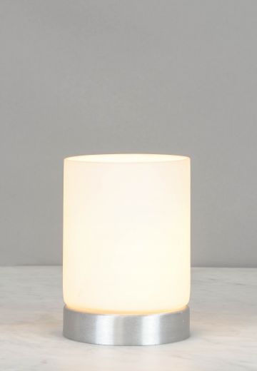 Glass & Nickel Plug In Cafe Table Lamp
