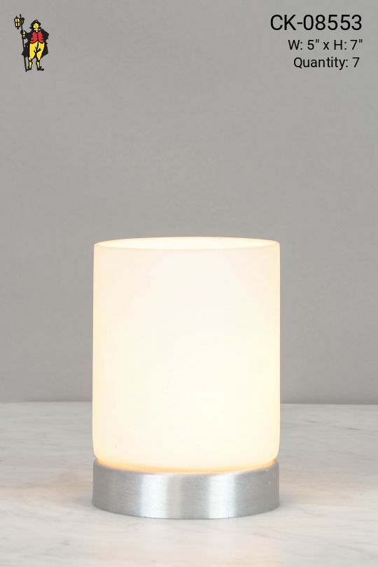 Glass & Nickel Plug In Cafe Table Lamp