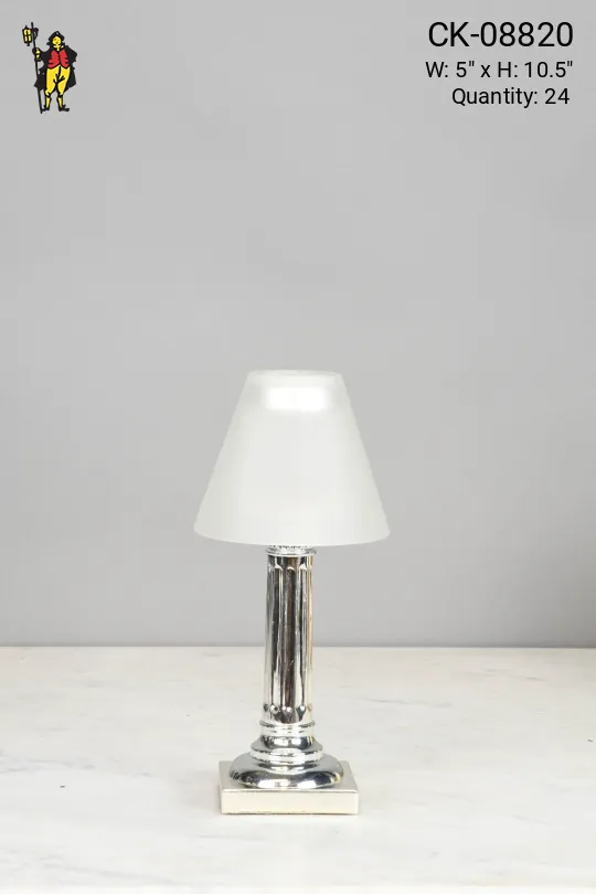 Chrome Column Cafe Table Lamp (Wireless/Rechargeable)
