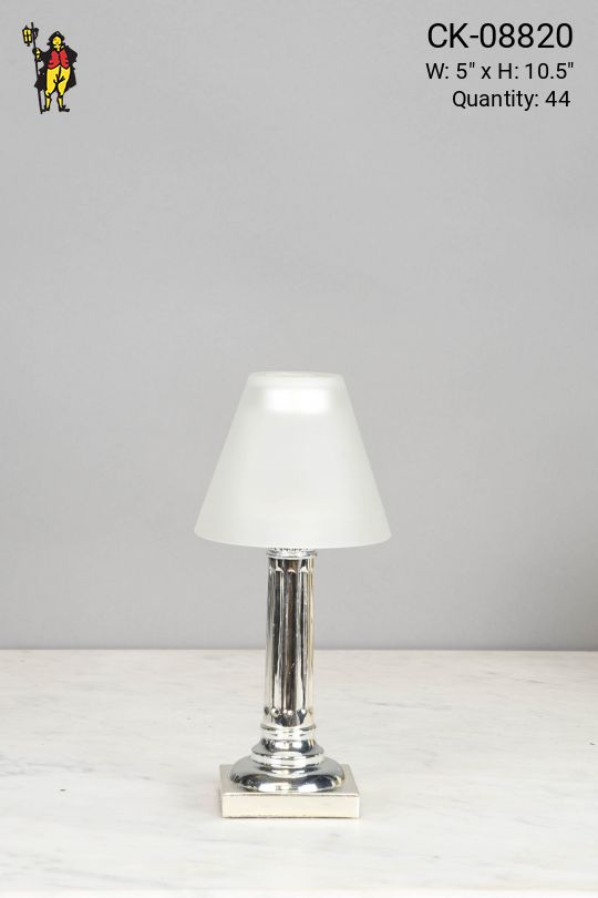 Chrome Column Cafe Table Lamp (Wireless/Rechargeable)