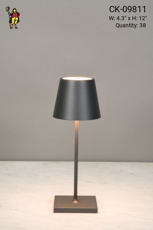 Dark Gray Powder Coated LED Cafe Table Lamp (Wireless/Rechargeable & Dimmable)