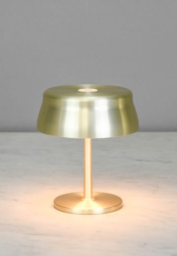 Short Polished Brass Rechargeable LED Cafe Table Lamps