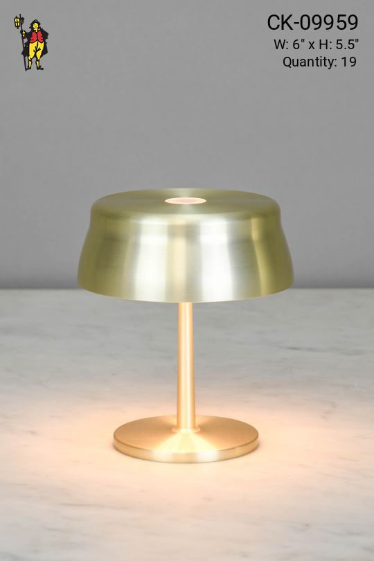 Short Polished Brass Rechargeable LED Cafe Table Lamps