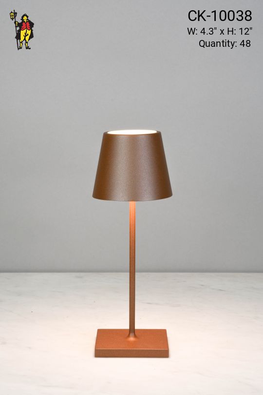 Rust Powder Coated LED Cafe Table Lamp (Wireless/Rechargeable & Dimmable)