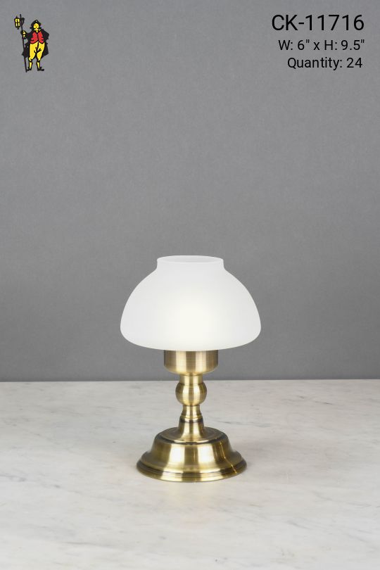 Antique Brass Mushroom Battery Operated LED Cafe Table Lamp