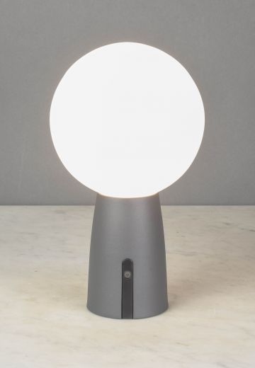 Gray Contemporary Battery Operated Cafe Table Lamp (LED & Dimmable)