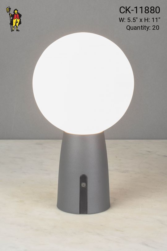 Gray Contemporary Battery Operated Cafe Table Lamp (LED & Dimmable)