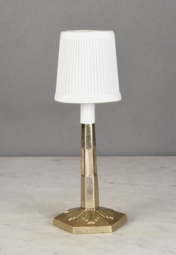 Art Deco Pattern Brass Plug In Cafe Table Lamp (x16 Also Available w/Matching Glass Shade) - Candelabra