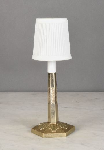Art Deco Pattern Brass Plug In Cafe Table Lamp (x17 Also Available w/Matching Glass Shade)