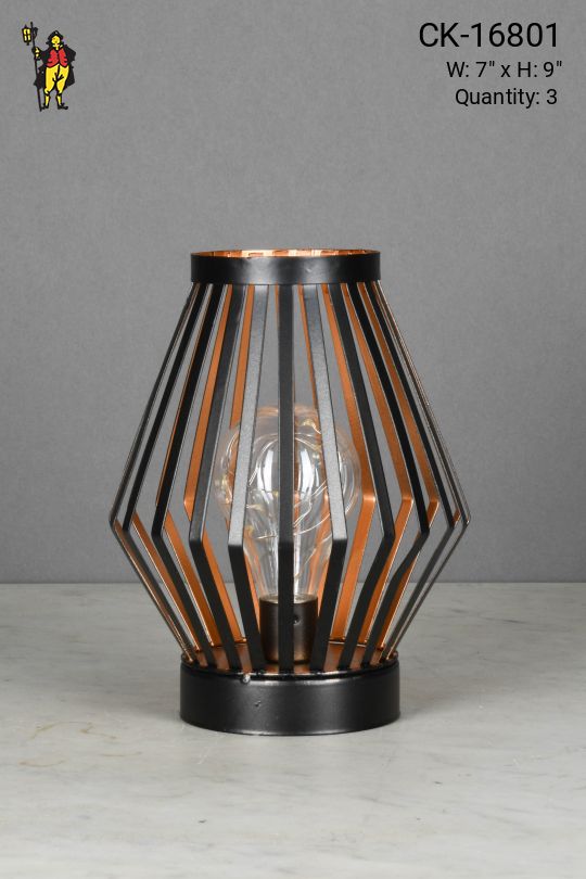 Modern Lantern Style Battery Operated Cafe Table Lamp