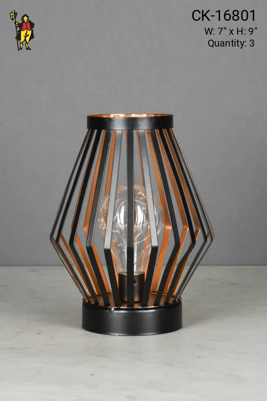 Modern Lantern Style Battery Operated Cafe Table Lamp
