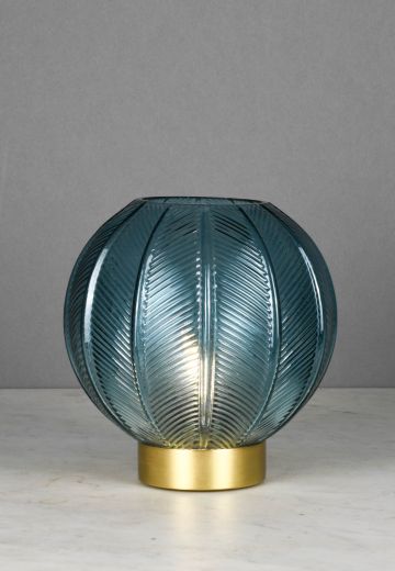 Blue Glass Modern Battery Operated Cafe Table Lamp