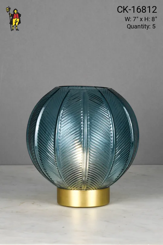 Blue Glass Modern Battery Operated Cafe Table Lamp