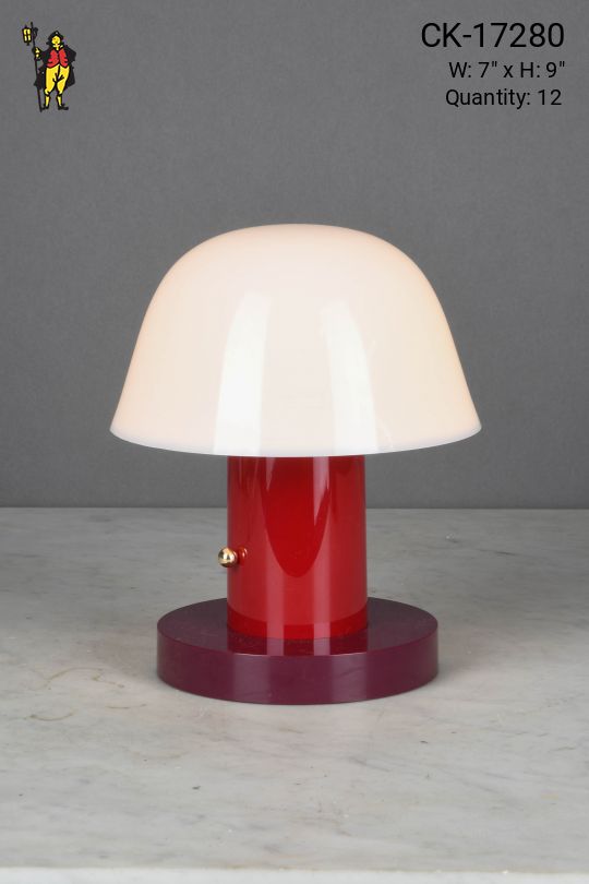 Small Red Battery Operated LED Cafe Table Lamp