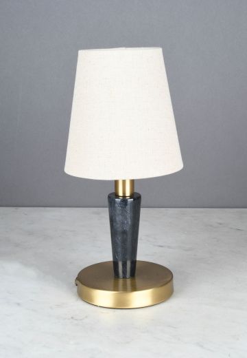 Brass & Black Marble Plug-In Cafe Table Lamp