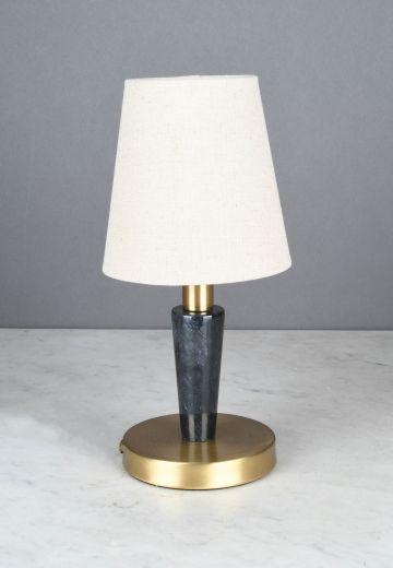 Brass & Black Marble Plug-In Cafe Table Lamp - Candelabra
