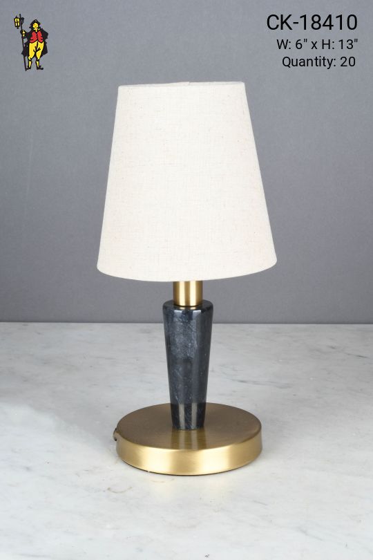 Brass & Black Marble Plug-In Cafe Table Lamp - Candelabra