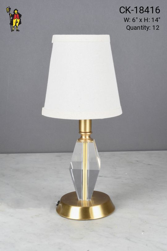 Brass & Cut Glass Plug-In Cafe Table Lamp