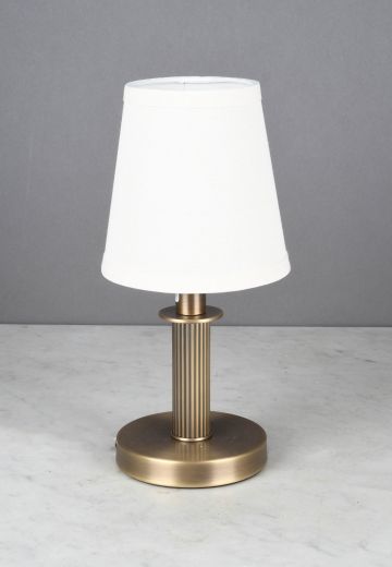 Antique Brass Column Plug-In Cafe Table Lamp