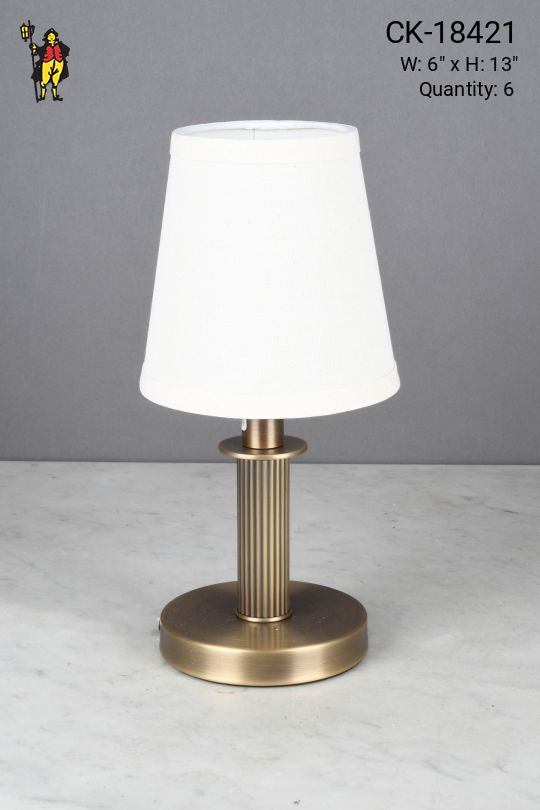 Antique Brass Column Plug-In Cafe Table Lamp