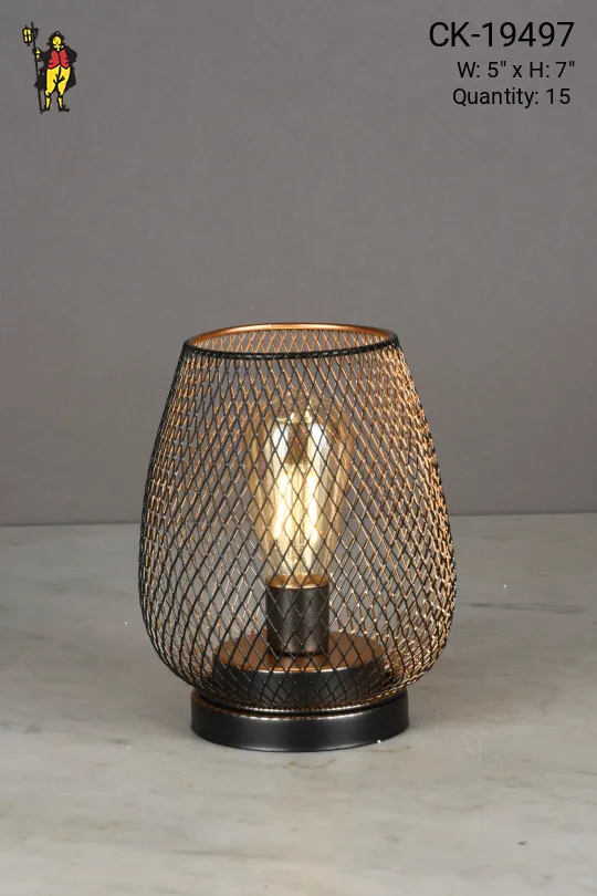 Black Caged Modern Battery Operated/LED Cafe Table Lamp
